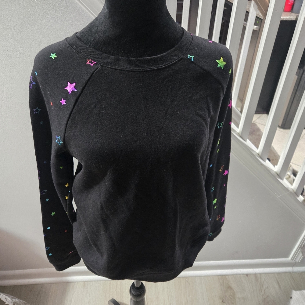 Girls Athletic Works black sweatshirt with stars size XL plus 14-16